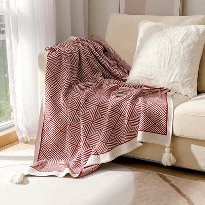 Couverture à franges géométriques chics