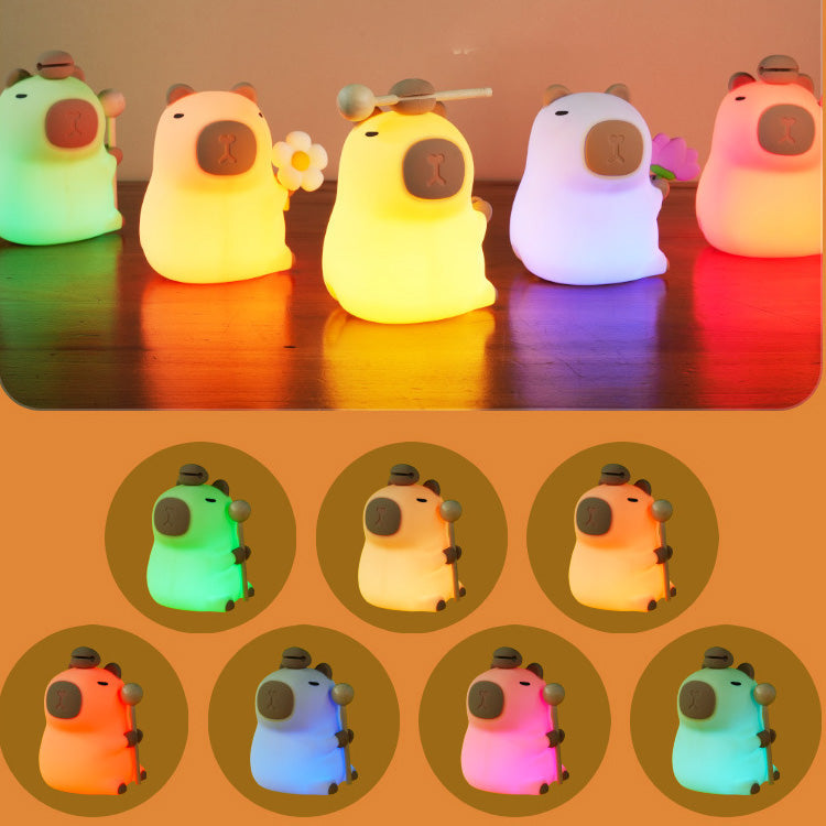 Lampe de chevet en silicone squishy Capybara 2024 - Cadeau parfait pour les enfants et les filles