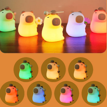 Lampe de chevet en silicone squishy Capybara 2024 - Cadeau parfait pour les enfants et les filles