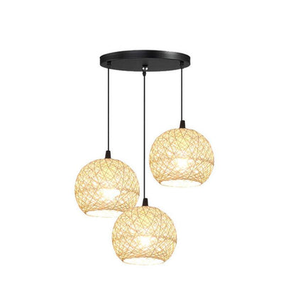 Floroux – Woven rattan pendant light beige | 1/3 lights | Elegant design
