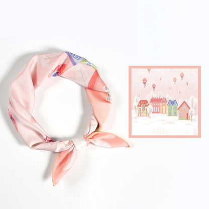 Écharpe carrée de peinture cottage rose premium