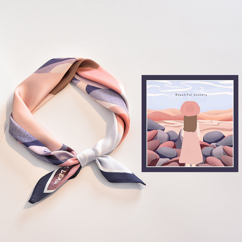 Écharpe carrée de peinture cottage rose premium