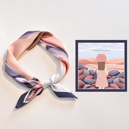 Écharpe carrée de peinture cottage rose premium