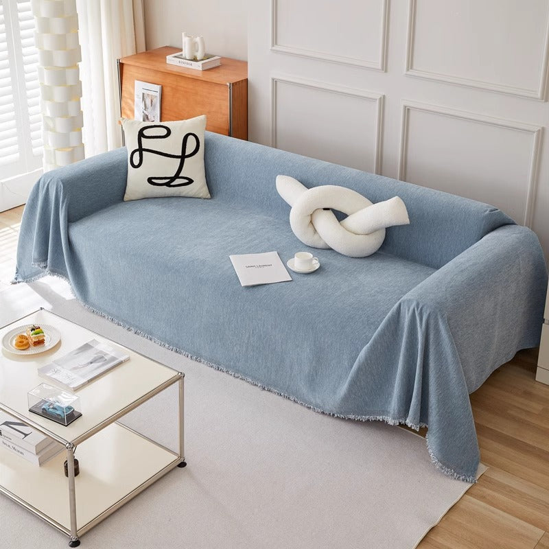 Couvre-sofa en chenille minimaliste de couleur unie