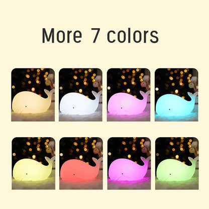 Lampe de nuit LED en silicone squishy en forme de baleine - Cadeau parfait pour les enfants et les filles