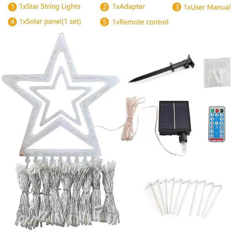 Floroux – Chaîne de lumières de Noël LED | Cascade d'étoiles & Effet météore | Blanc chaud & Coloré