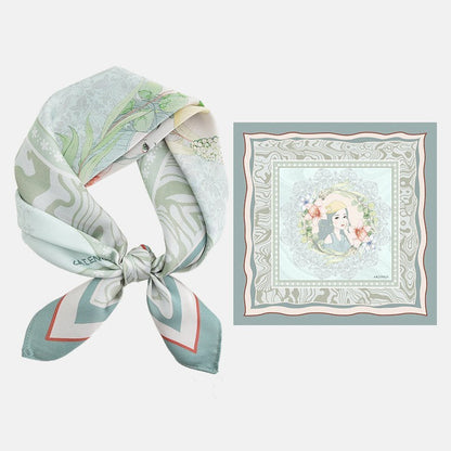 Écharpe carrée de peinture cottage rose premium