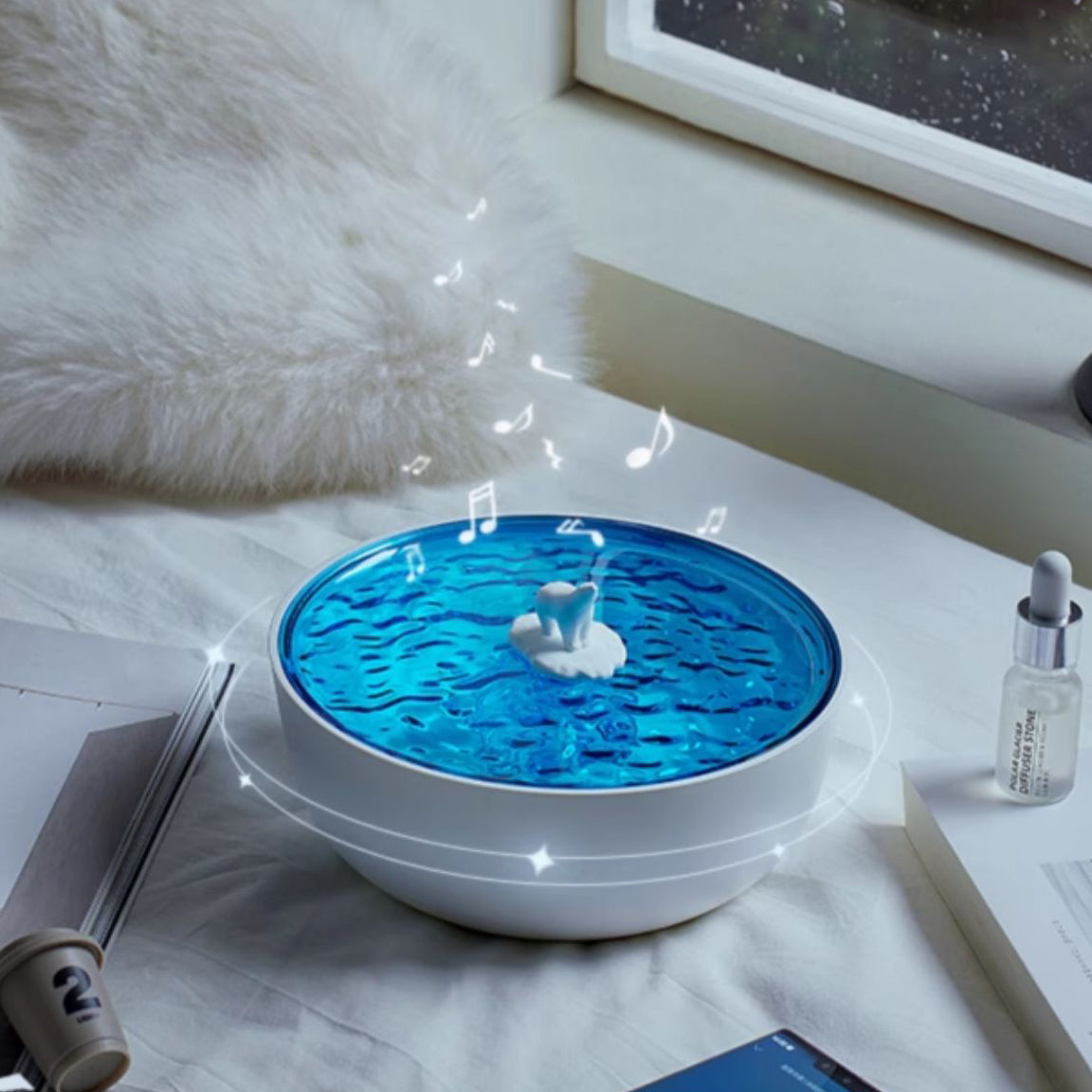 Polar Arctic Ocean Retro Bluetooth Tourne-disque LED Lampe de Nuit - Cadeau Parfait pour Enfants et Filles