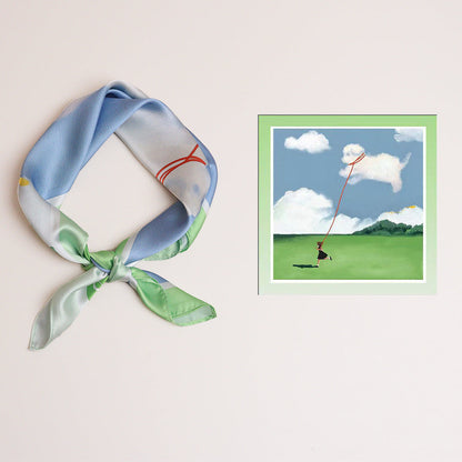 Écharpe carrée de peinture de mer premium