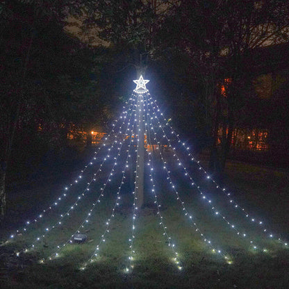 Floroux – Chaîne de lumières de Noël LED | Cascade d'étoiles & Effet météore | Blanc chaud & Coloré