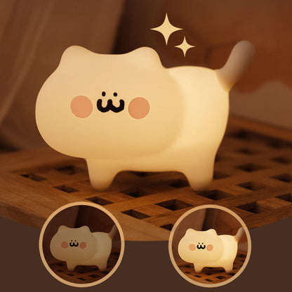 Lampe de Nuit LED Chatons Malins Squishable en Silicone - Cadeau Parfait pour Enfants et Filles