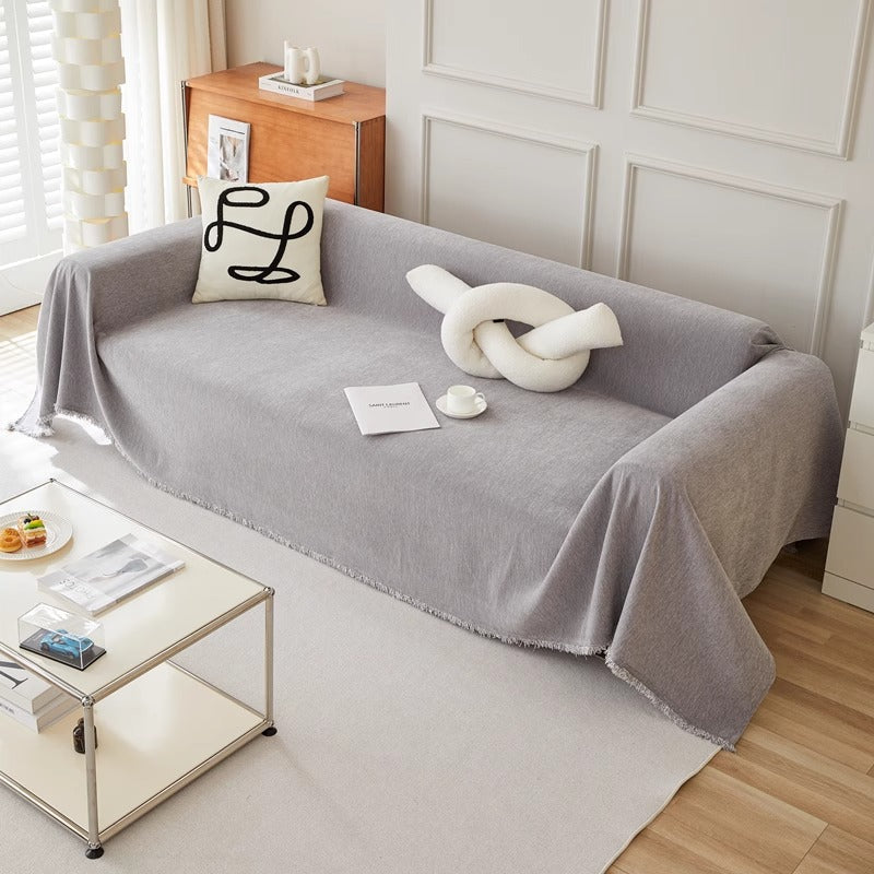 Couvre-sofa en chenille minimaliste de couleur unie