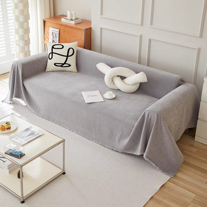 Couvre-sofa en chenille minimaliste de couleur unie
