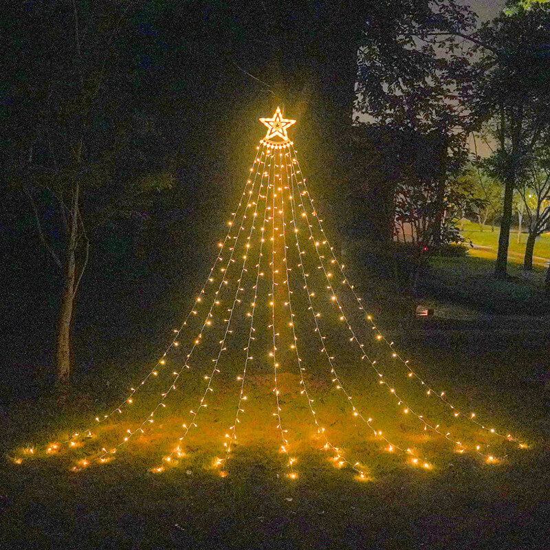Floroux – Chaîne de lumières de Noël LED | Cascade d'étoiles & Effet météore | Blanc chaud & Coloré