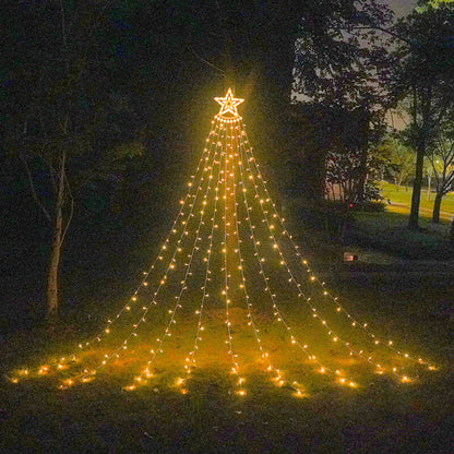 Floroux – Chaîne de lumières de Noël LED | Cascade d'étoiles & Effet météore | Blanc chaud & Coloré