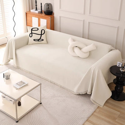 Couvre-sofa en chenille minimaliste de couleur unie