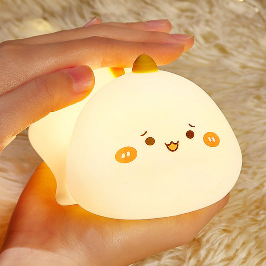 Lampe de nuit LED Dinosaure Heureux en Silicone Souple - Cadeau Parfait pour Enfants et Filles