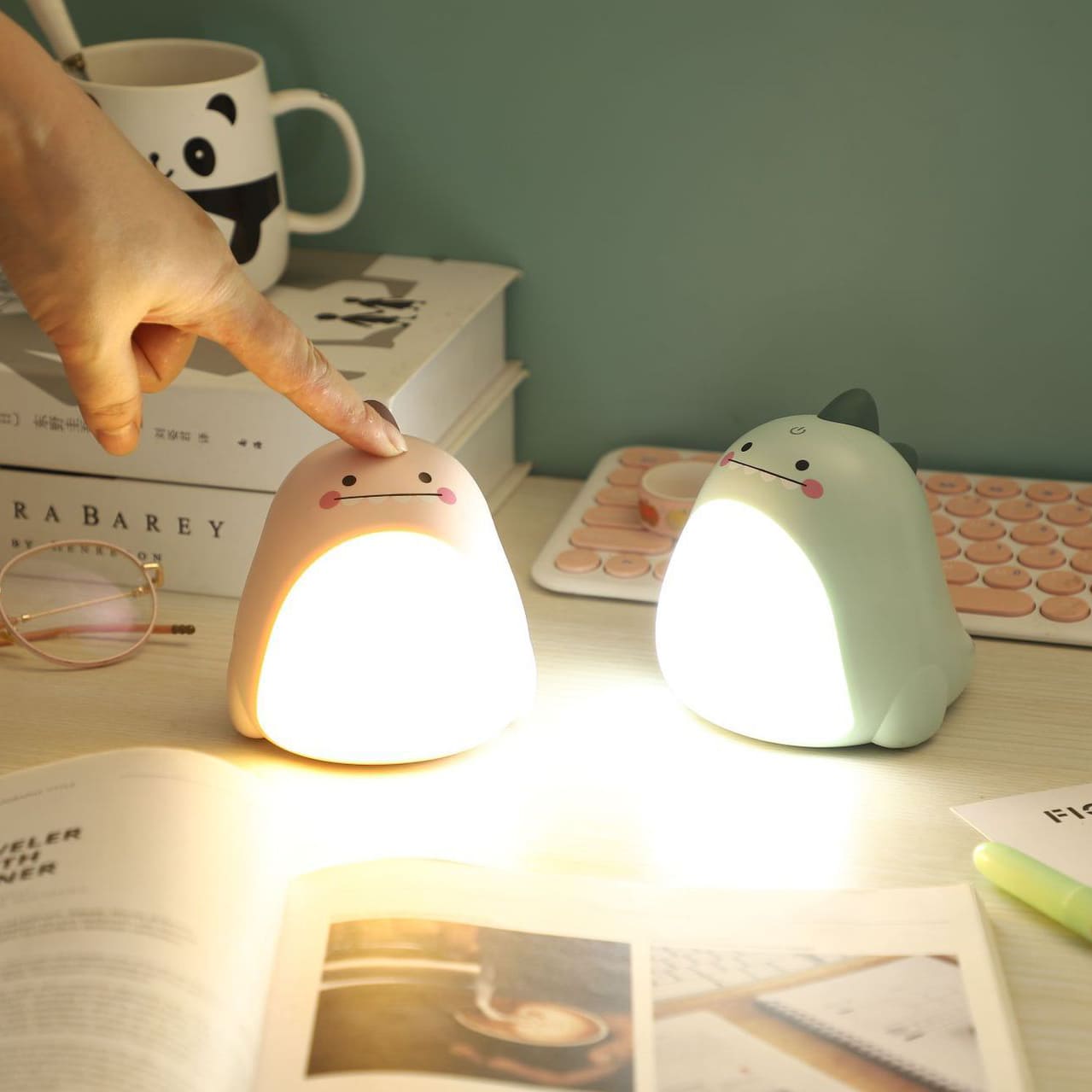 Chubby Dino Touch LED Lampe de Nuit - Cadeau Parfait pour Enfants et Filles