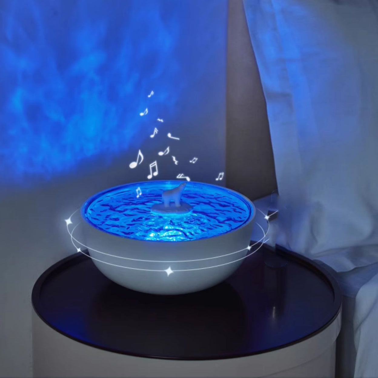 Polar Arctic Ocean Retro Bluetooth Tourne-disque LED Lampe de Nuit - Cadeau Parfait pour Enfants et Filles