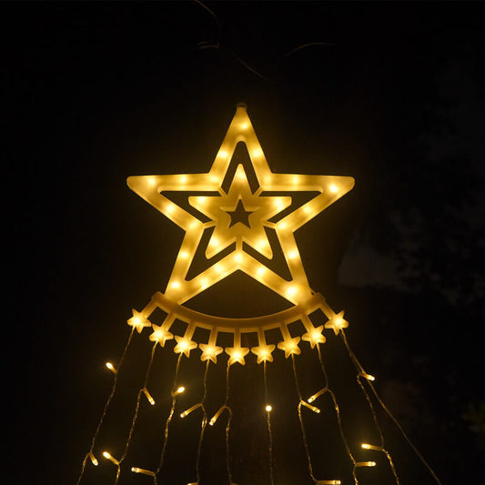 Floroux – Chaîne de lumières de Noël LED | Cascade d'étoiles & Effet météore | Blanc chaud & Coloré