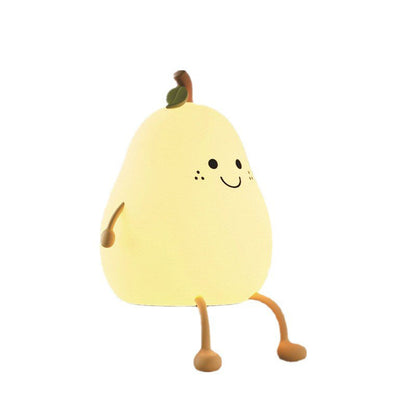 Floroux Lampe de nuit LED créative | Forme de poire en silicone | Lampe de table USB | Lumière d'ambiance sept couleurs