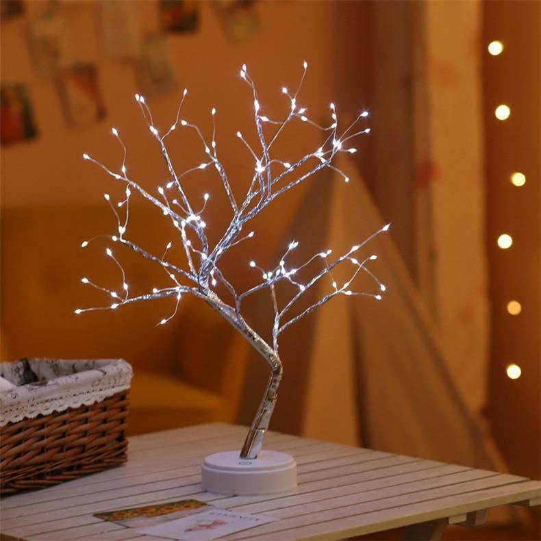 Floroux LED arbre lampe de table | Lumière d'ambiance magique | Sans fil | Décoration pour la maison