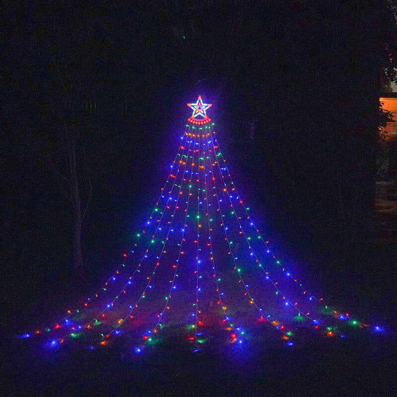 Floroux – Chaîne de lumières de Noël LED | Cascade d'étoiles & Effet météore | Blanc chaud & Coloré