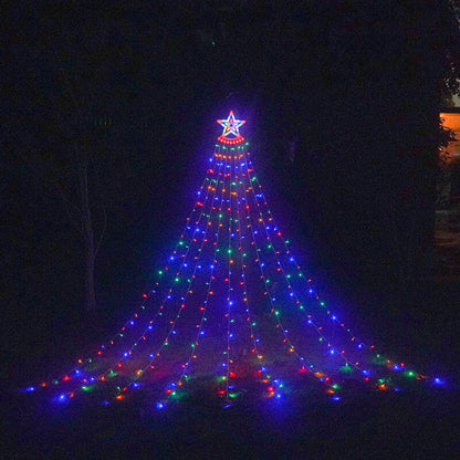 Floroux – Chaîne de lumières de Noël LED | Cascade d'étoiles & Effet météore | Blanc chaud & Coloré