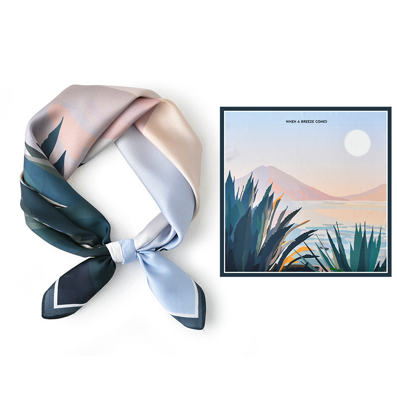 Écharpe carrée de peinture de mer premium