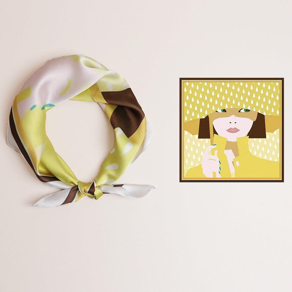 Écharpe carrée de peinture de mer premium