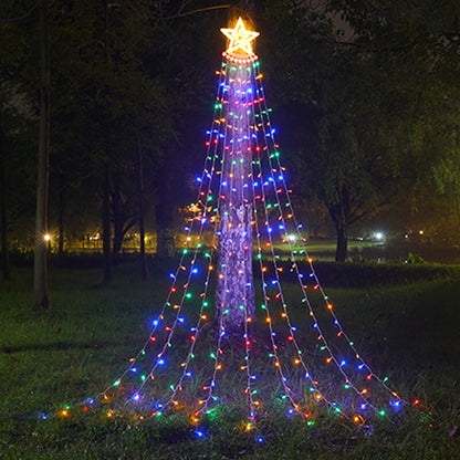 Floroux – Chaîne de lumières de Noël LED | Cascade d'étoiles & Effet météore | Blanc chaud & Coloré