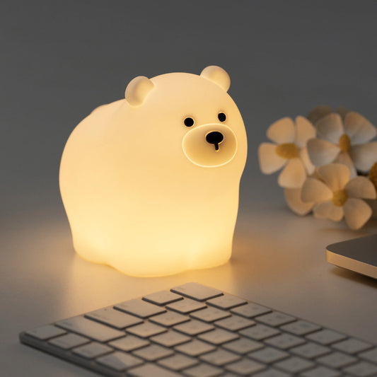 Lampe de nuit LED en silicone souple petit ours blanc - Cadeau parfait pour les enfants et les filles
