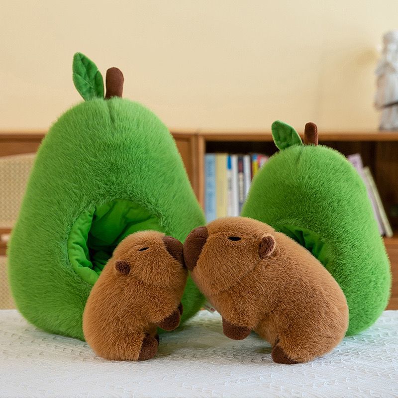 Cuteee Famille Bébé Kawaii Capybara Avocat Peluche Jouet