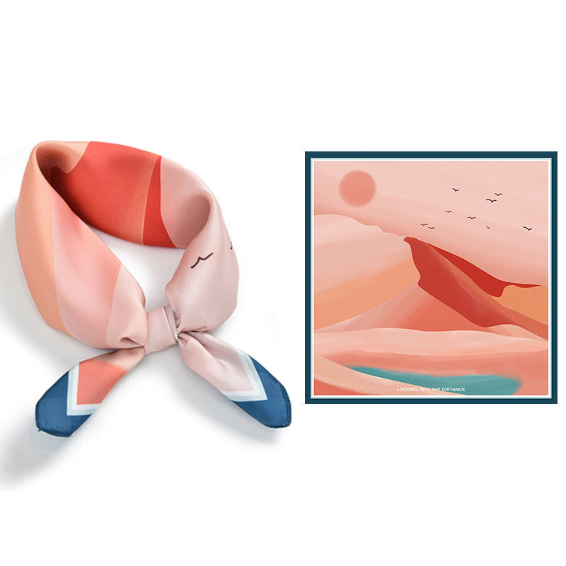 Écharpe carrée de peinture cottage rose premium