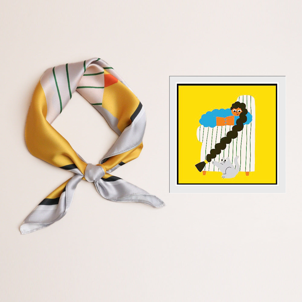 Échantillon Premium Peinture Géométrique Carré Écharpe