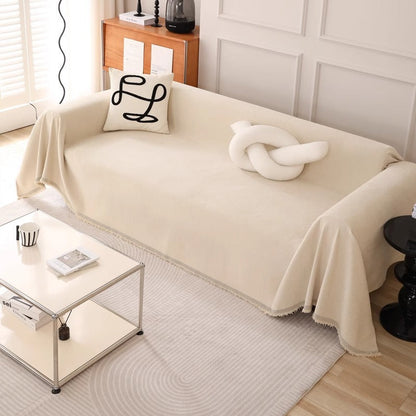Couvre-sofa en chenille minimaliste de couleur unie