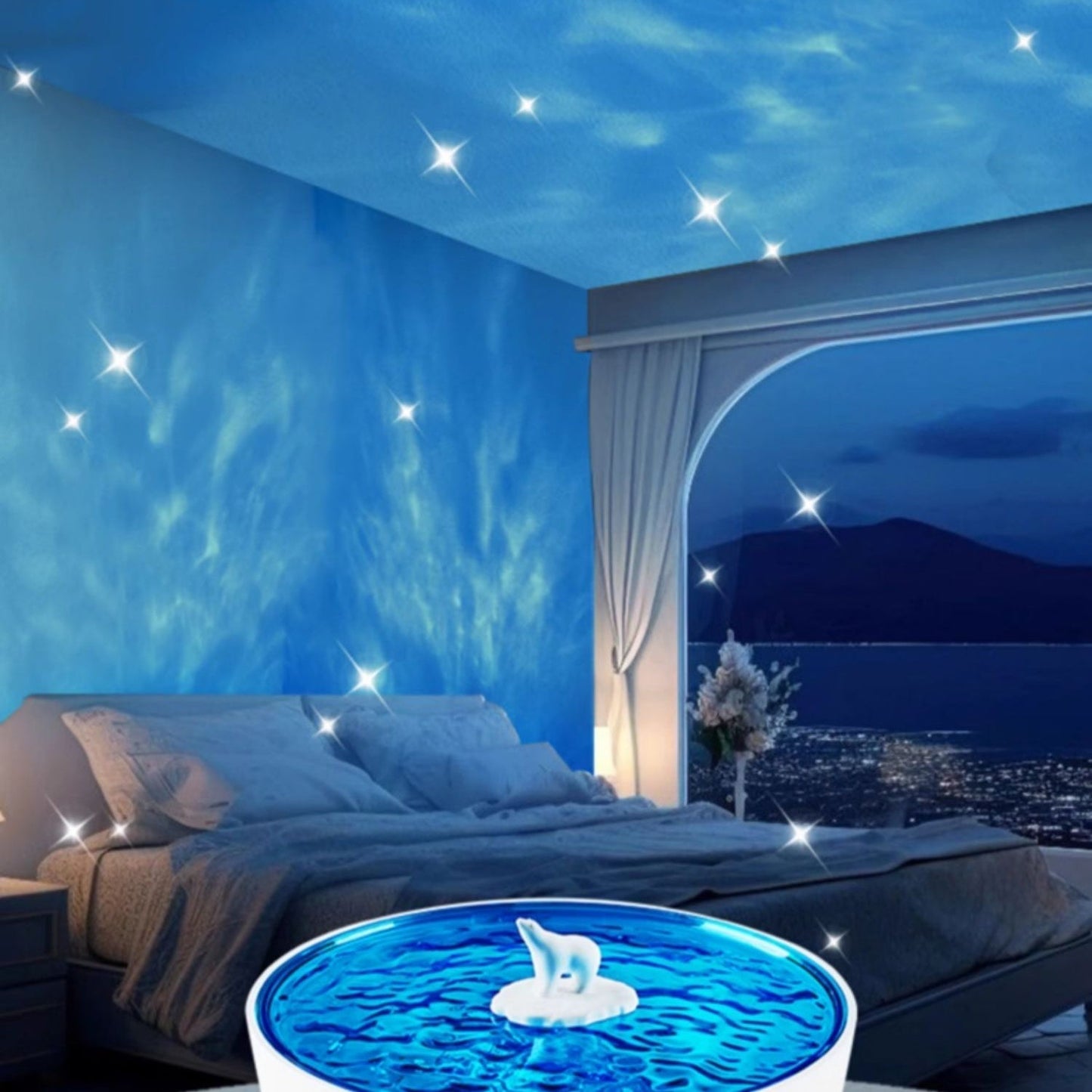 Polar Arctic Ocean Retro Bluetooth Tourne-disque LED Lampe de Nuit - Cadeau Parfait pour Enfants et Filles