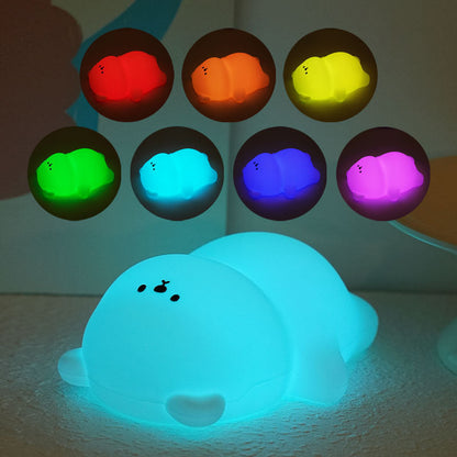 Chubby Bear veilleuse 8 couleurs LED lampe en silicone à sifflet meilleur cadeau pour bébé et fille