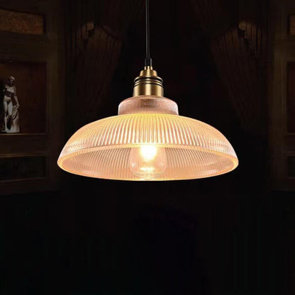 Floroux Suspension | Verre rayé | 1-flamme | Design vintage pour un éclairage élégant