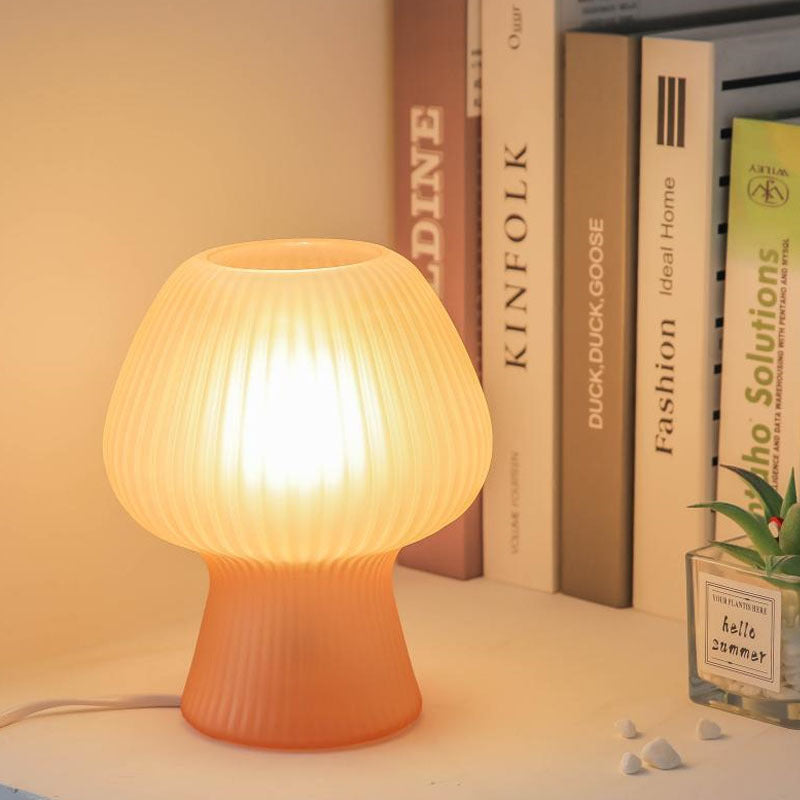 Lampe de table nocturne LED en verre vintage en forme de tulipe