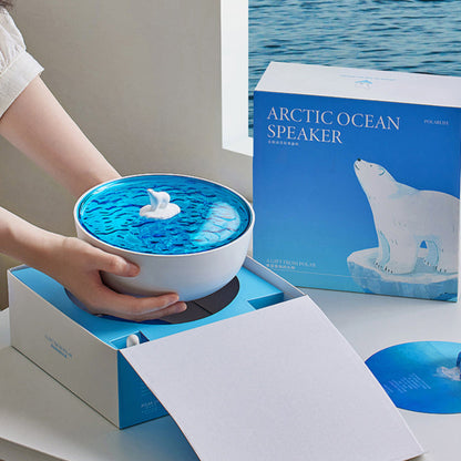 Polar Arctic Ocean Retro Bluetooth Tourne-disque LED Lampe de Nuit - Cadeau Parfait pour Enfants et Filles