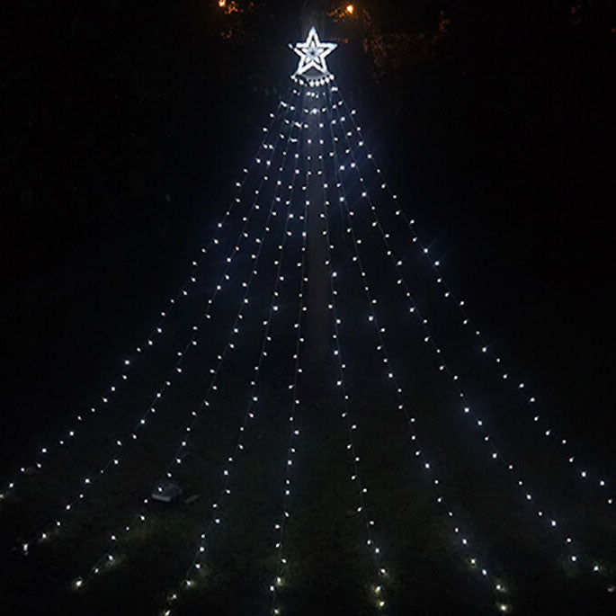 Floroux – Chaîne de lumières de Noël LED | Cascade d'étoiles & Effet météore | Blanc chaud & Coloré