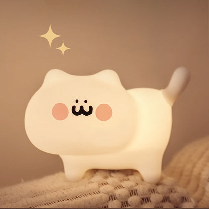 Lampe de Nuit LED Chatons Malins Squishable en Silicone - Cadeau Parfait pour Enfants et Filles