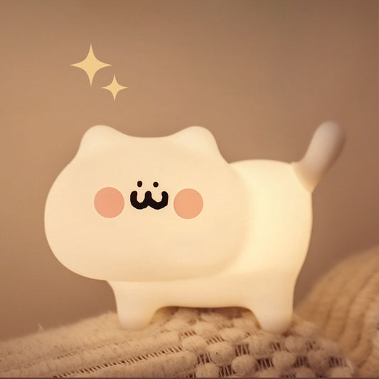 Lampe de Nuit LED Chatons Malins Squishable en Silicone - Cadeau Parfait pour Enfants et Filles
