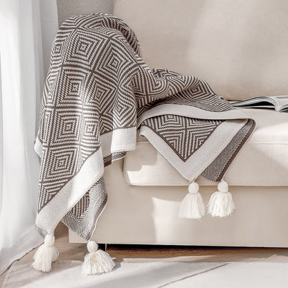 Couverture à franges géométriques chics