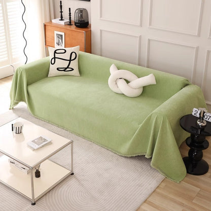 Couvre-sofa en chenille minimaliste de couleur unie