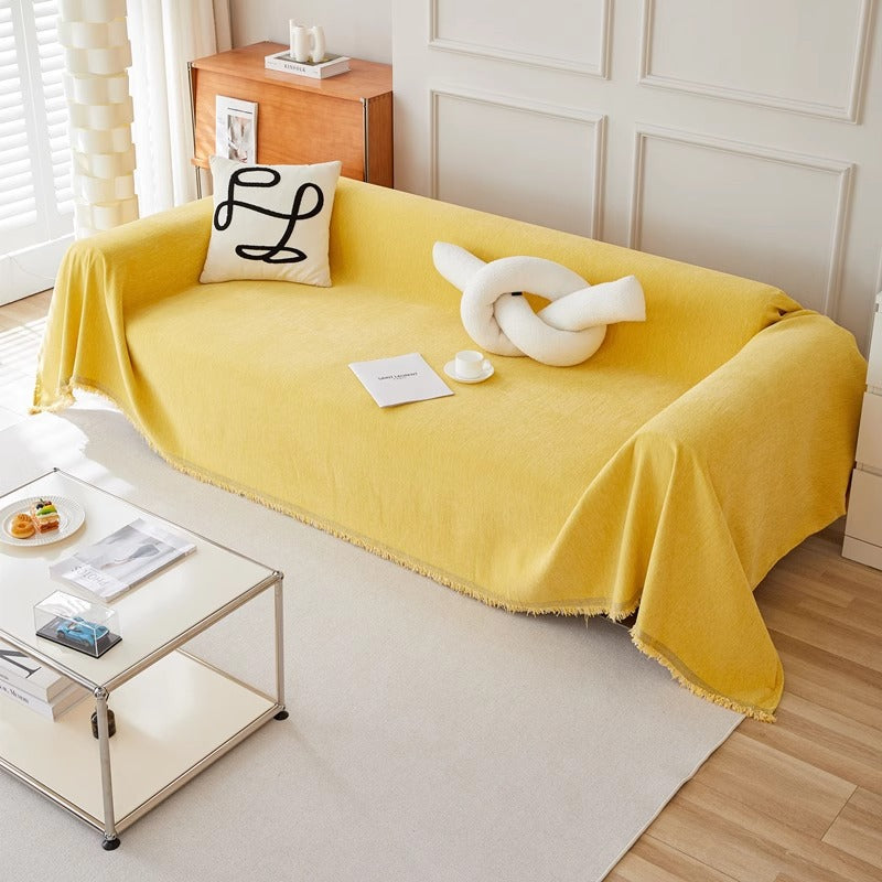 Couvre-sofa en chenille minimaliste de couleur unie