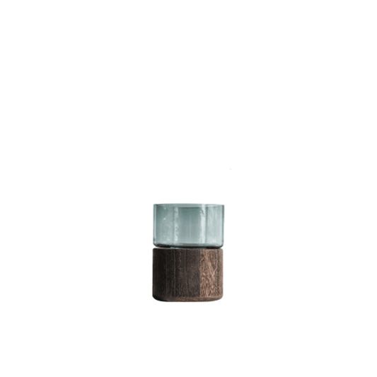 Floroux glass vase with wooden base | Elegant design | Various sizes and colors | Home decor