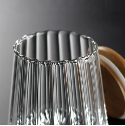 Floroux glass storage container with lid | Wavy design | Airtight and elegant