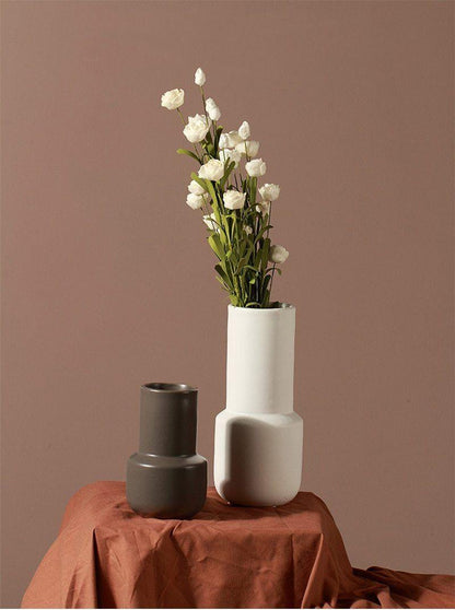Floroux Ceramic Vase Set | Monochrome Design | Handmade Decorative Vases for Living Room & Bedroom